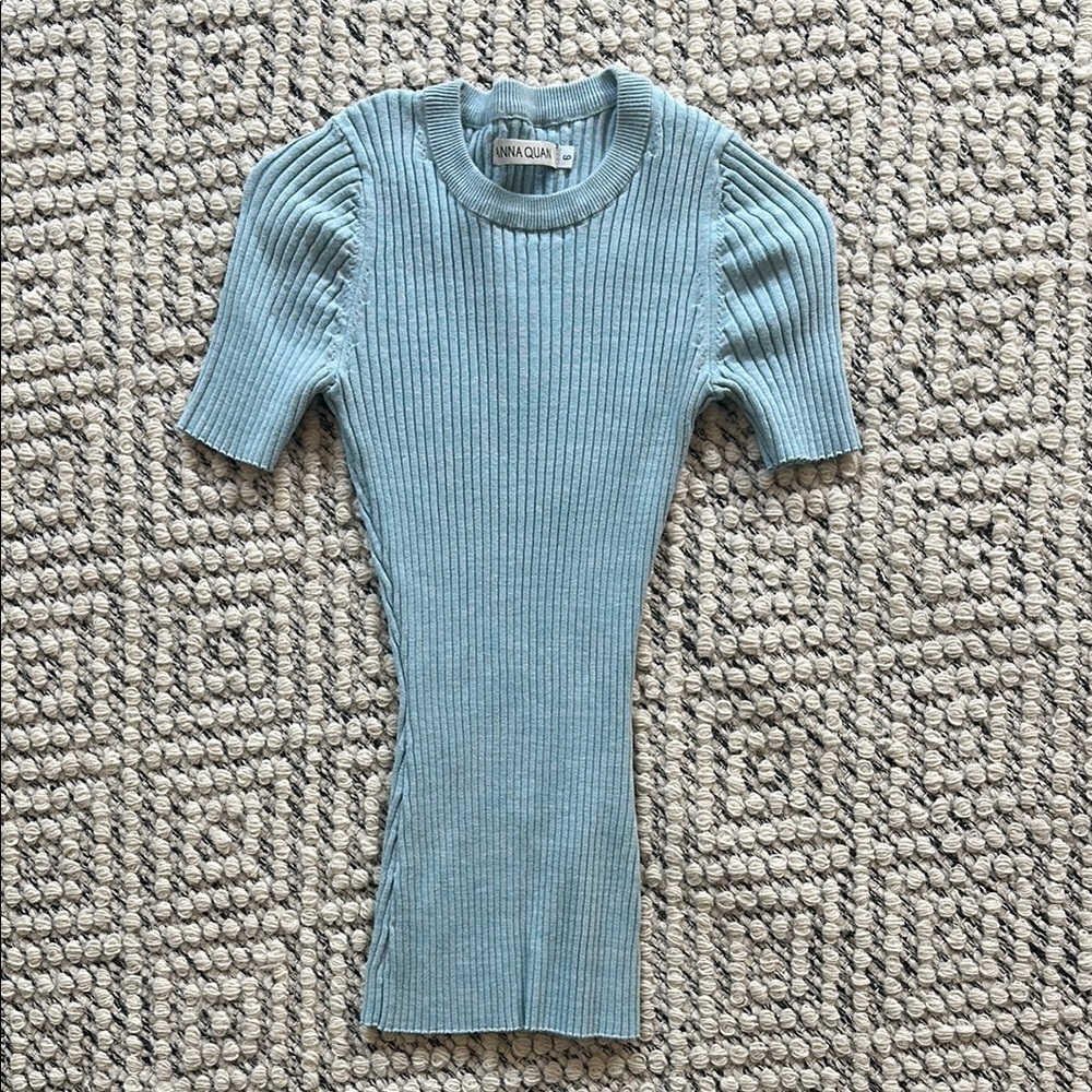 Anna Quan Women's Blue Ribbed Top